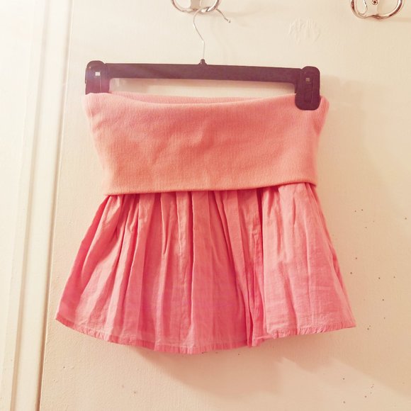 Pink chiffon ruffle pleated skirt elastic waistband - Picture 1 of 6